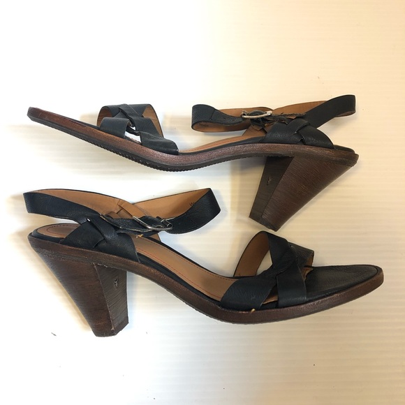 Trask Summer Black Washed Calfskin Cone Heels - Picture 5 of 12
